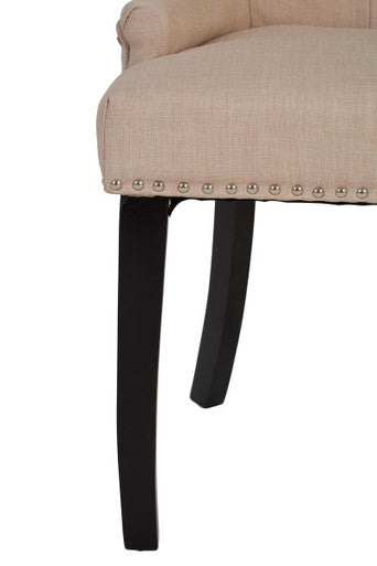 Kensington Townhouse Natural Linen Dining Chair With Dark Legs