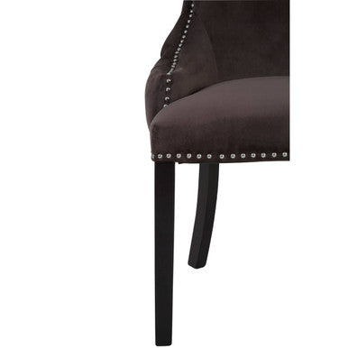 Kensington Townhouse Grey Velvet Button Tufted Dining Chair