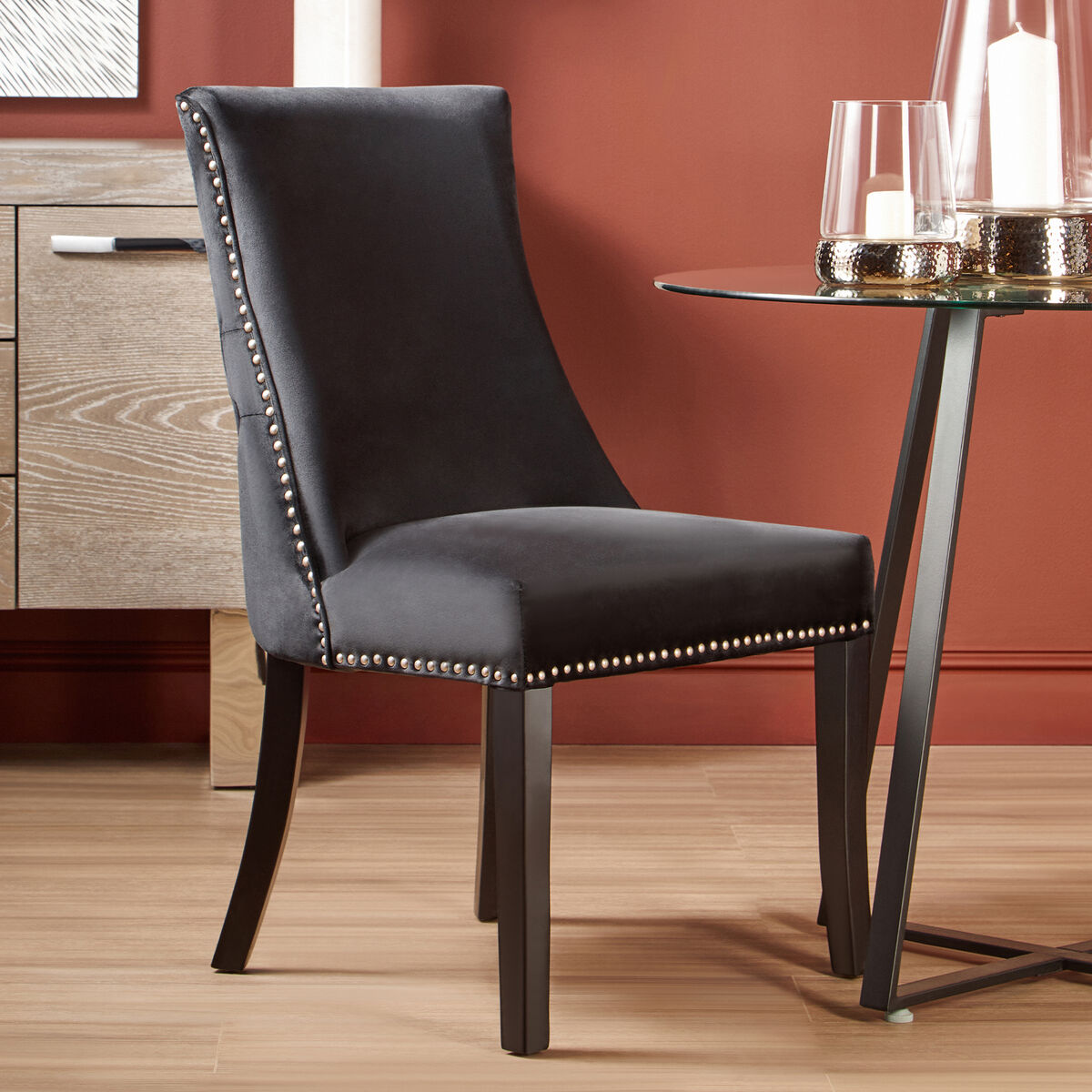 Kensington Townhouse Black Velvet Dining Chair