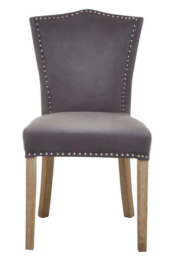 Kensington Townhouse Grey Velvet Dining Chair With Antique Legs