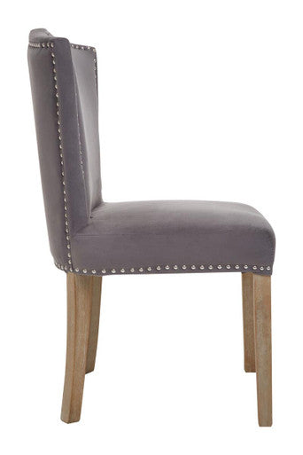Kensington Townhouse Grey Velvet Dining Chair With Antique Legs