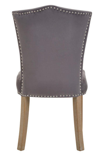 Kensington Townhouse Grey Velvet Dining Chair With Antique Legs
