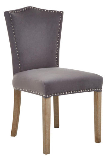 Kensington Townhouse Grey Velvet Dining Chair With Antique Legs