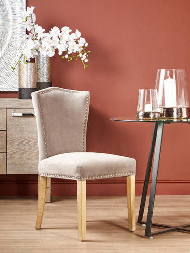 Kensington Townhouse Grey Velvet Dining Chair With Antique Legs