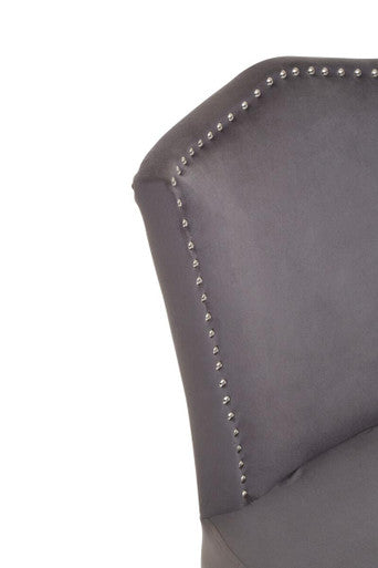 Kensington Townhouse Grey Velvet Dining Chair With Antique Legs