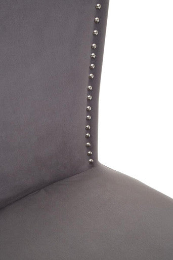 Kensington Townhouse Grey Velvet Dining Chair With Antique Legs