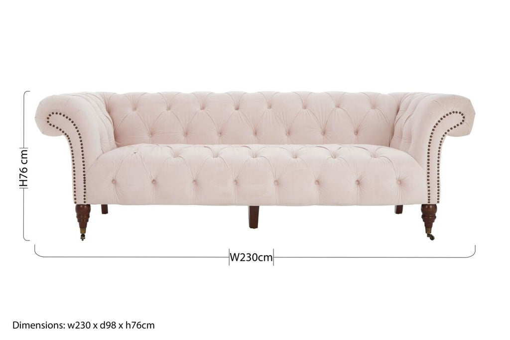 3 Seat Blossom Fabric Chesterfield Sofa, Suri