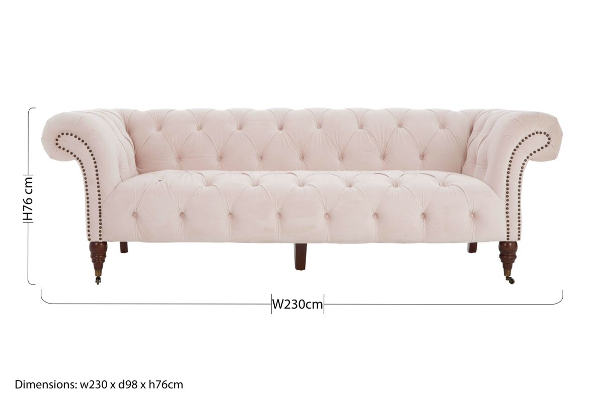 3 Seat Blossom Fabric Chesterfield Sofa, Suri