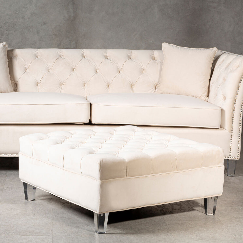 Samara Sand Fabric Footstool