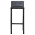 Kendari Black Leather & Teak Wood Bar Chair