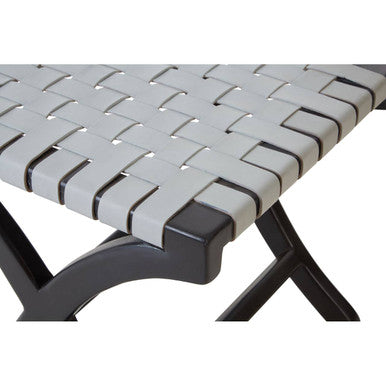 Kendari Woven Grey Leather & Black Teak Stool