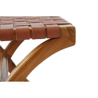 Kendari Brown Woven Leather Stool