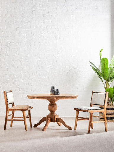 Kendari Natural Leather & Teak Wood Dining Chair