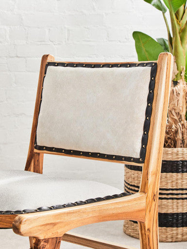 Kendari Natural Leather & Teak Wood Dining Chair