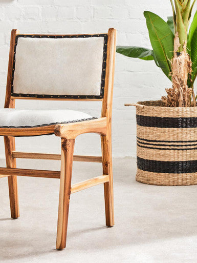 Kendari Natural Leather & Teak Wood Dining Chair