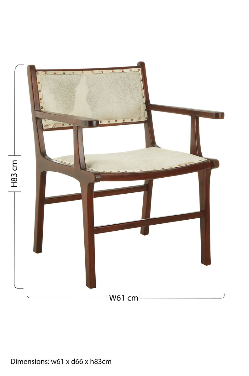 Kendari Leather & Teak Wood Dining Chair