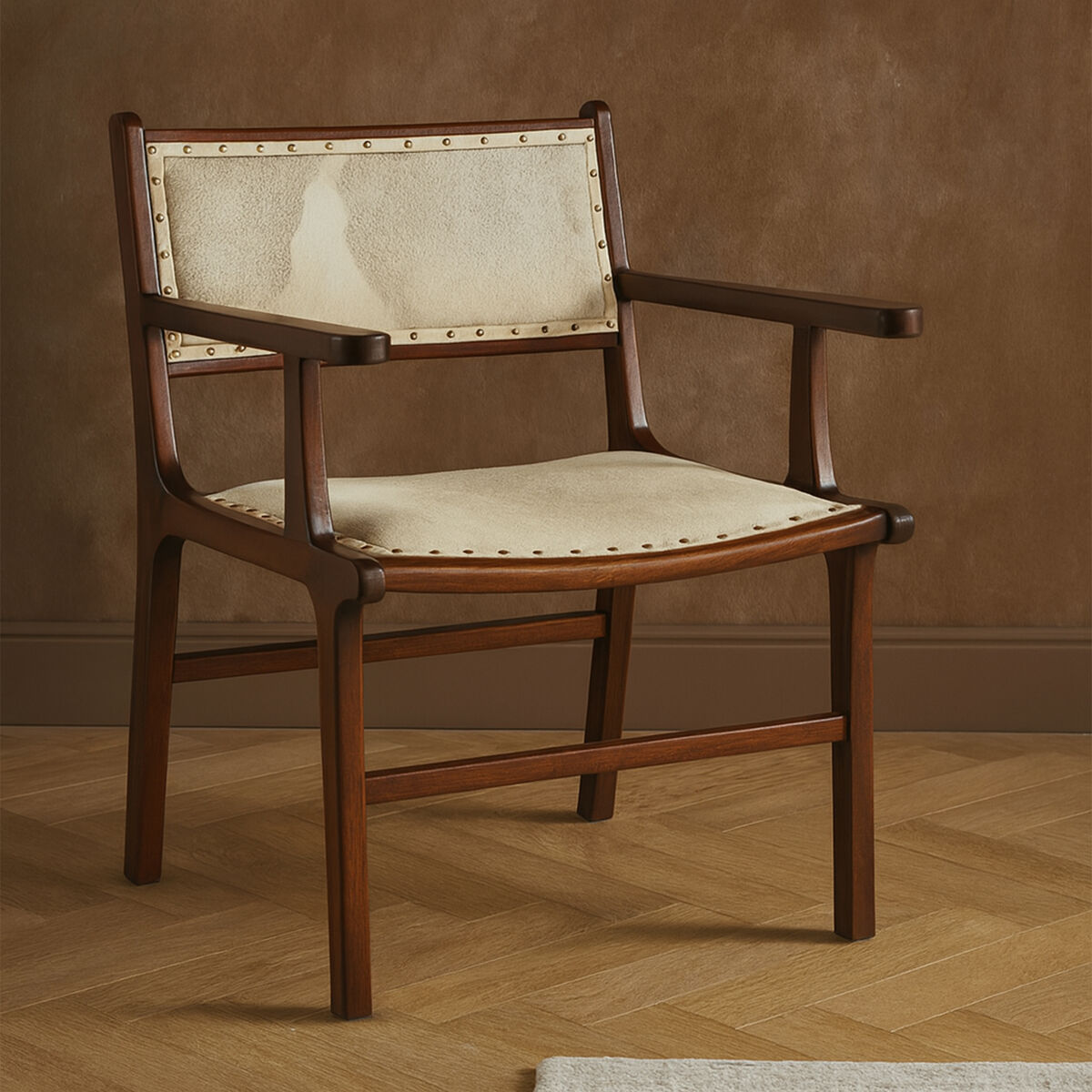 Kendari Leather & Teak Wood Dining Chair