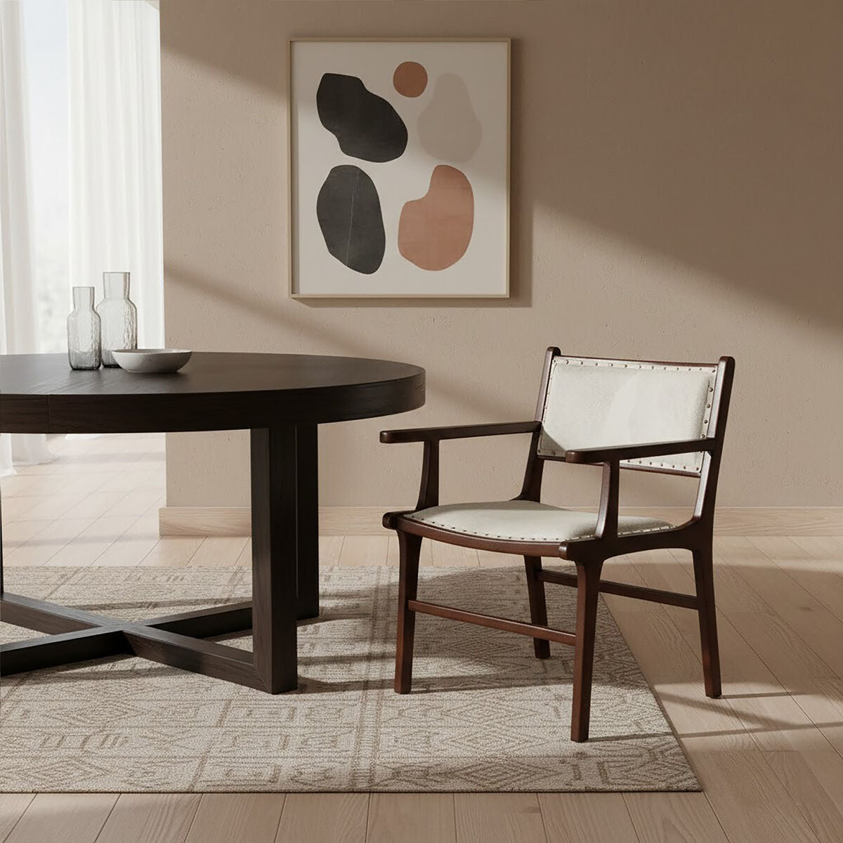 Kendari Leather & Teak Wood Dining Chair