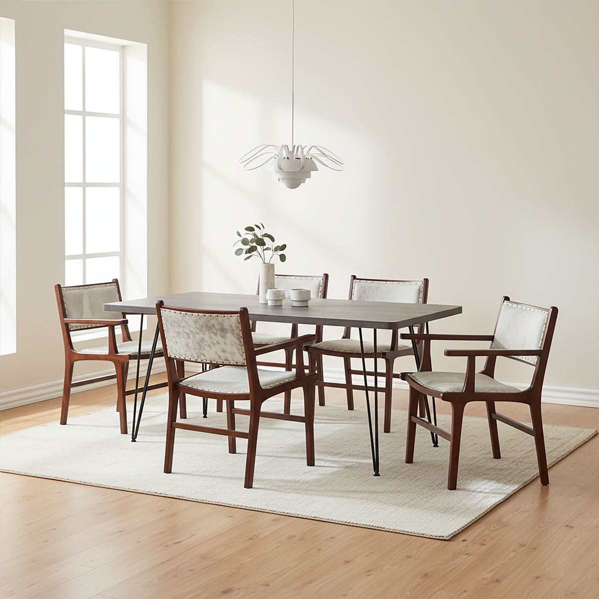 Kendari Leather & Teak Wood Dining Chair
