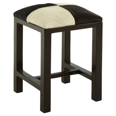 Kendari Black & White Leather Stool