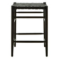 Kendari Black Woven Leather Barstool