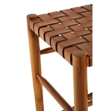 Kendari Brown Woven Leather Barstool
