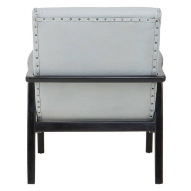 Kendari Grey Leather Chair With Black Teak Frame
