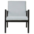 Kendari Grey Leather Chair With Black Teak Frame