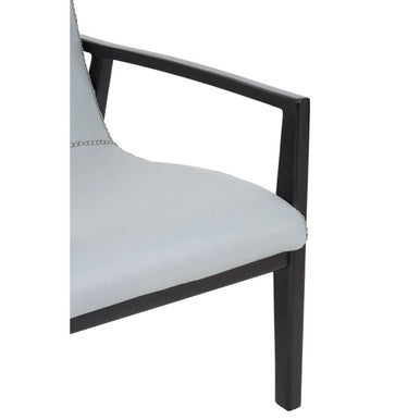 Kendari Grey Leather Chair With Black Teak Frame