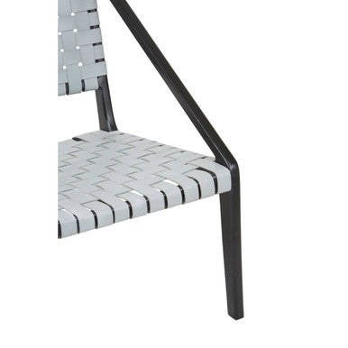 Kendari Grey Leather Woven Chair