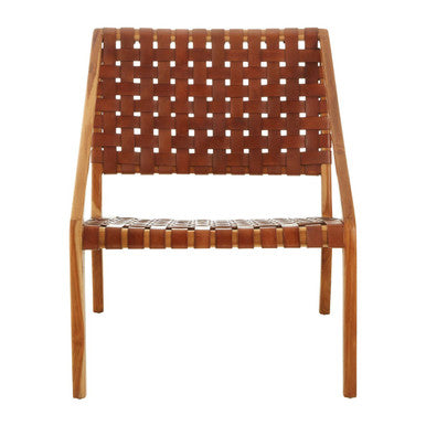 Kendari Tan Woven Leather & Teak Chair