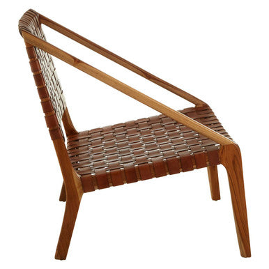 Kendari Tan Woven Leather & Teak Chair