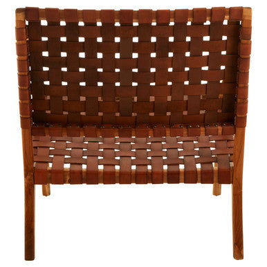Kendari Tan Woven Leather & Teak Chair