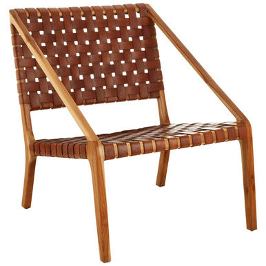 Kendari Tan Woven Leather & Teak Chair
