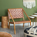 Kendari Tan Woven Leather & Teak Chair