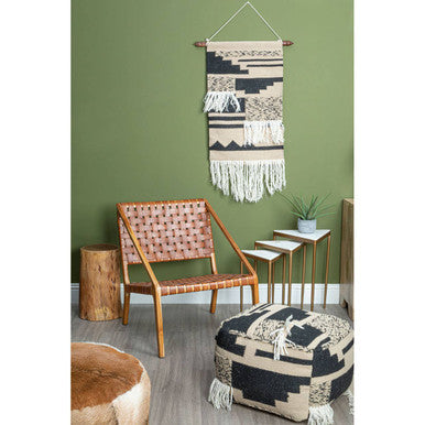 Kendari Tan Woven Leather & Teak Chair