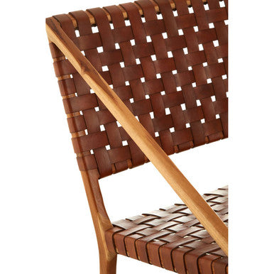 Kendari Tan Woven Leather & Teak Chair