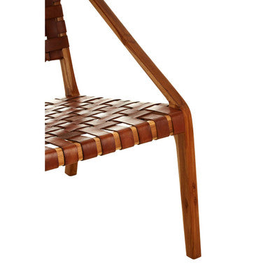 Kendari Tan Woven Leather & Teak Chair