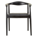 Kendari Black Leather & Teak Wood Chair