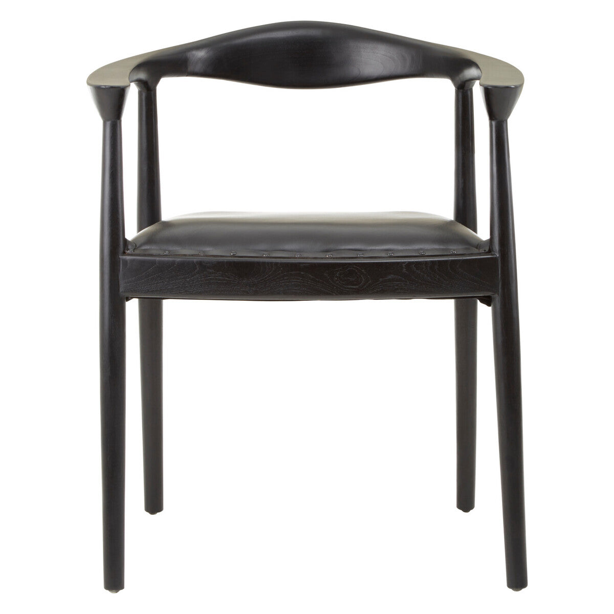 Kendari Black Leather & Teak Wood Chair