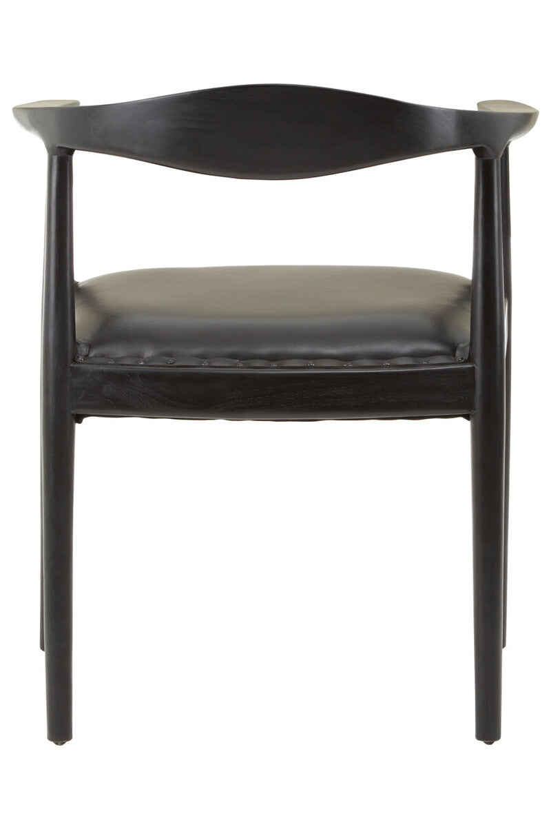 Kendari Black Leather & Teak Wood Chair