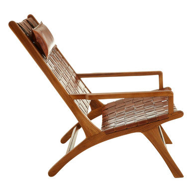 Kendari Teak Wood & Woven Leather Chair