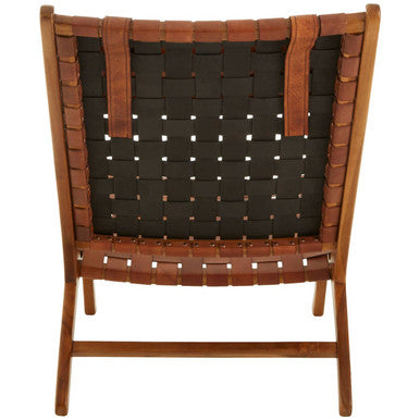 Kendari Teak Wood & Woven Leather Chair