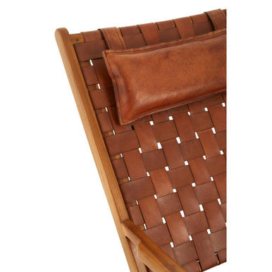 Kendari Teak Wood & Woven Leather Chair