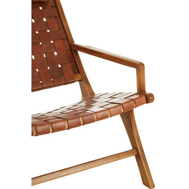 Kendari Teak Wood & Woven Leather Chair