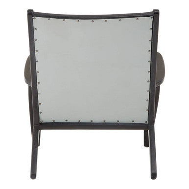 Kendari Grey Leather & Teak Wood Chair