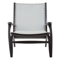 Kendari Grey Leather & Teak Wood Chair