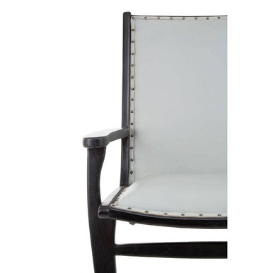 Kendari Grey Leather & Teak Wood Chair