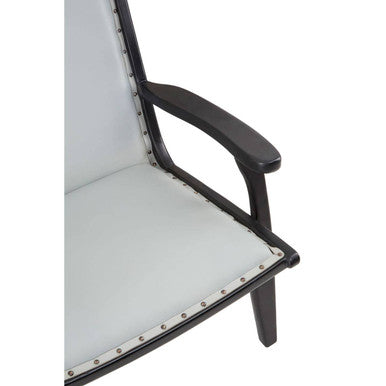 Kendari Grey Leather & Teak Wood Chair