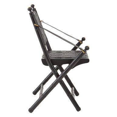 Kendari Black Strapped Leather & Black Teak Wood Chair